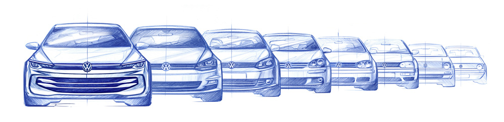 Concept di Volkswagen Golf da Serie I a Serie VIII Concept di Volkswagen Golf da Serie I a Serie VIII